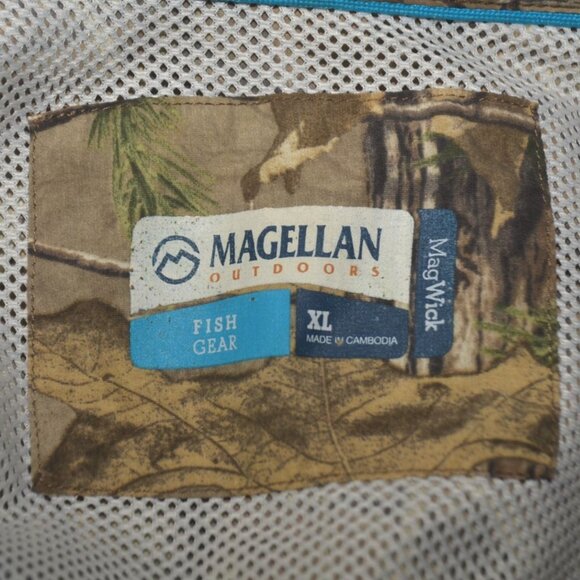Mens XL Magellan Fish Gear Camo Shirt Vented Mag Wick Short Sleeve Hunting - Picture 8 of 10